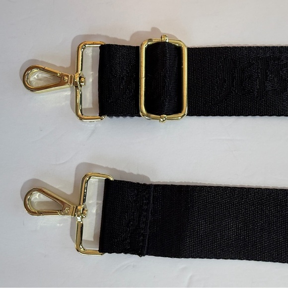 Betsey Johnson crossbody Shoulder Strap harness black gold clips 48” - Picture 3 of 7